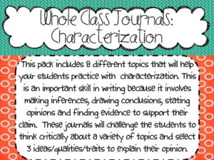 Characterization Whole Class Journals